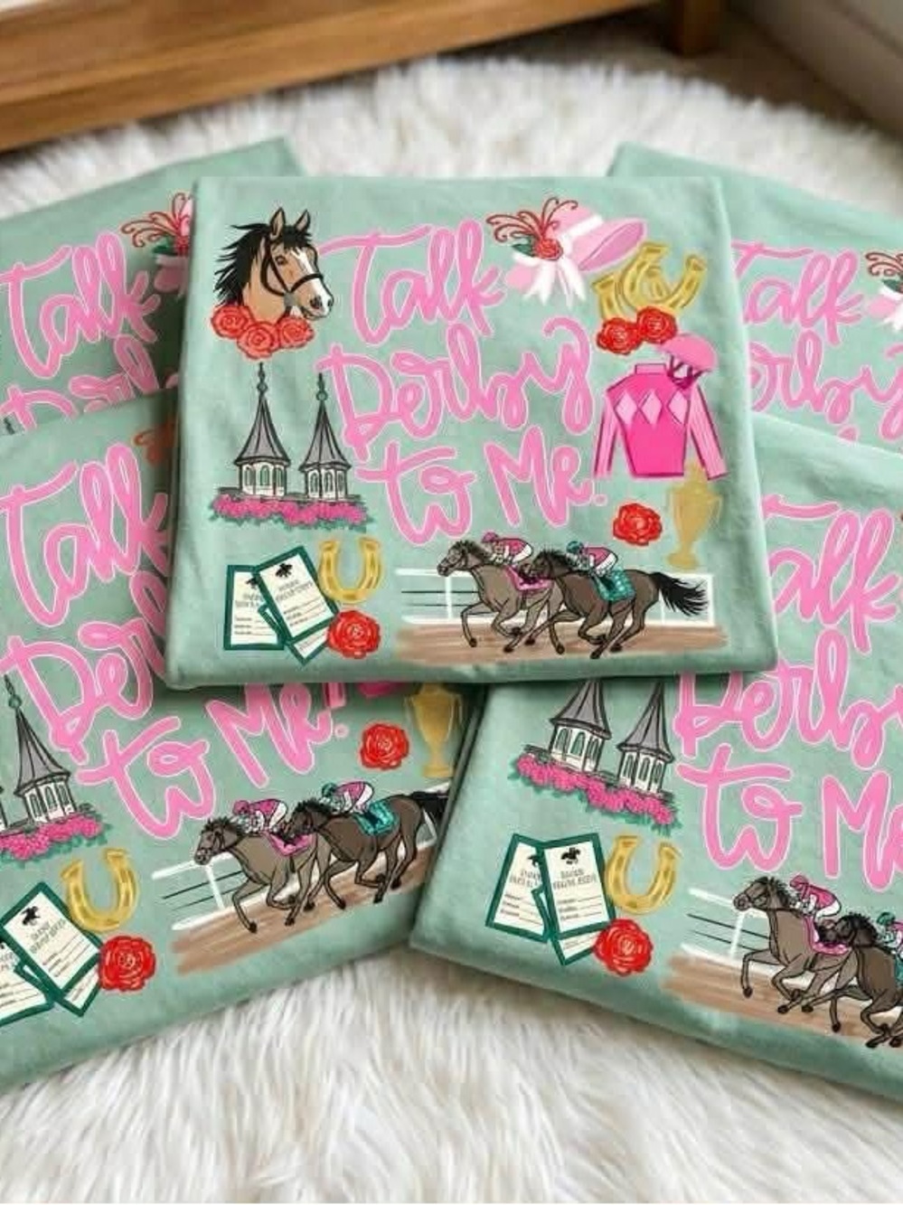 Green 'Talk Derby to Me' Horse Racing Comfort Colors Graphic Tshirt 2X 3X